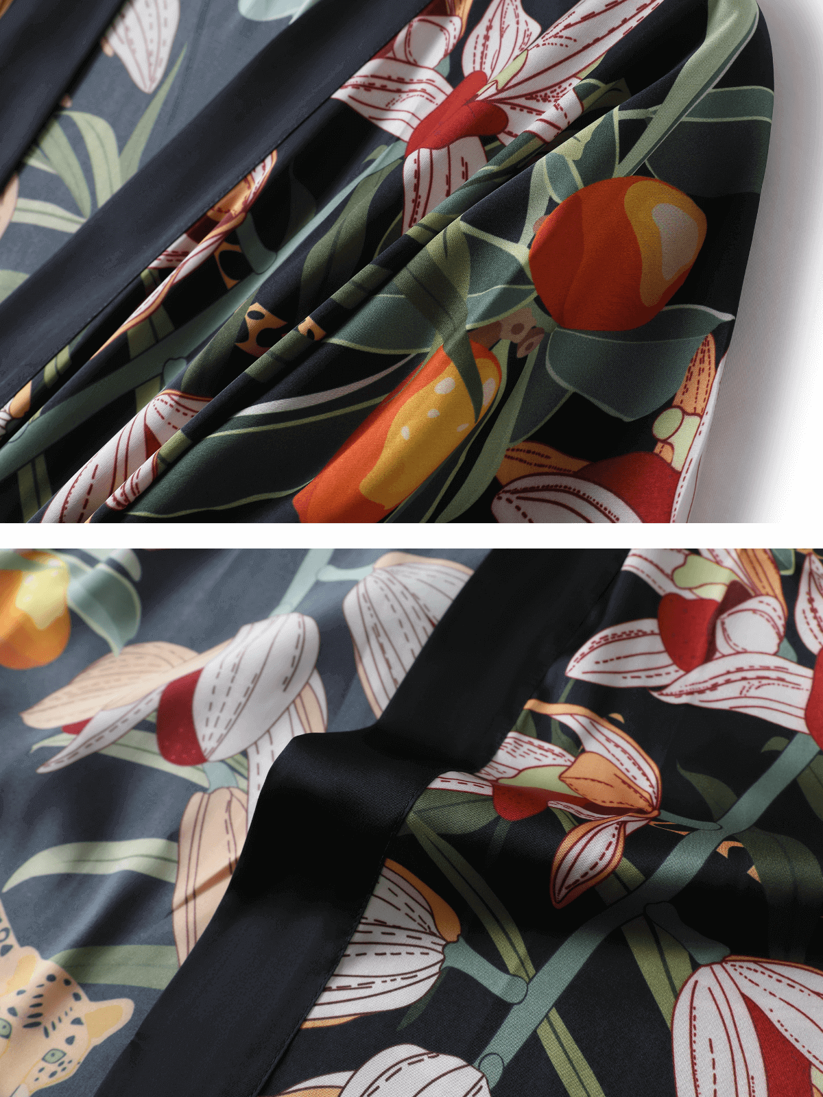 Kimono corto de leopardo negro