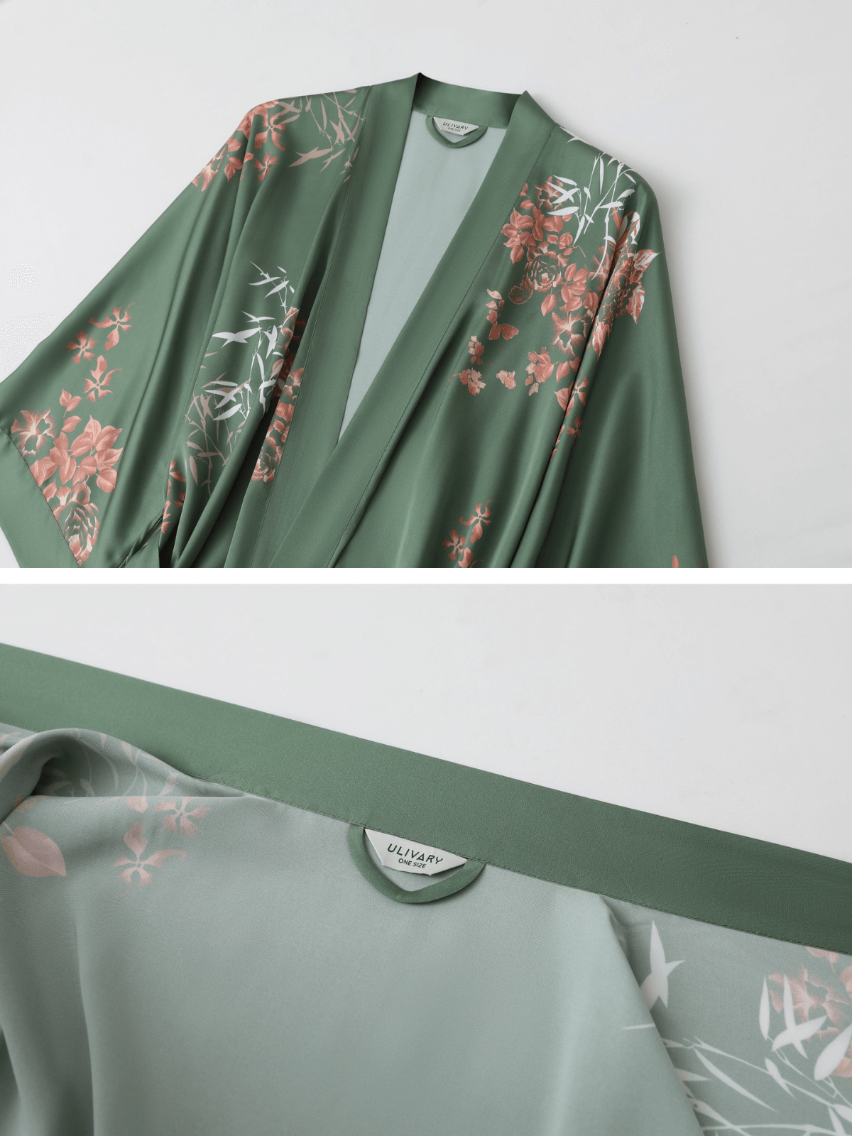 Bata kimono corta color oliva