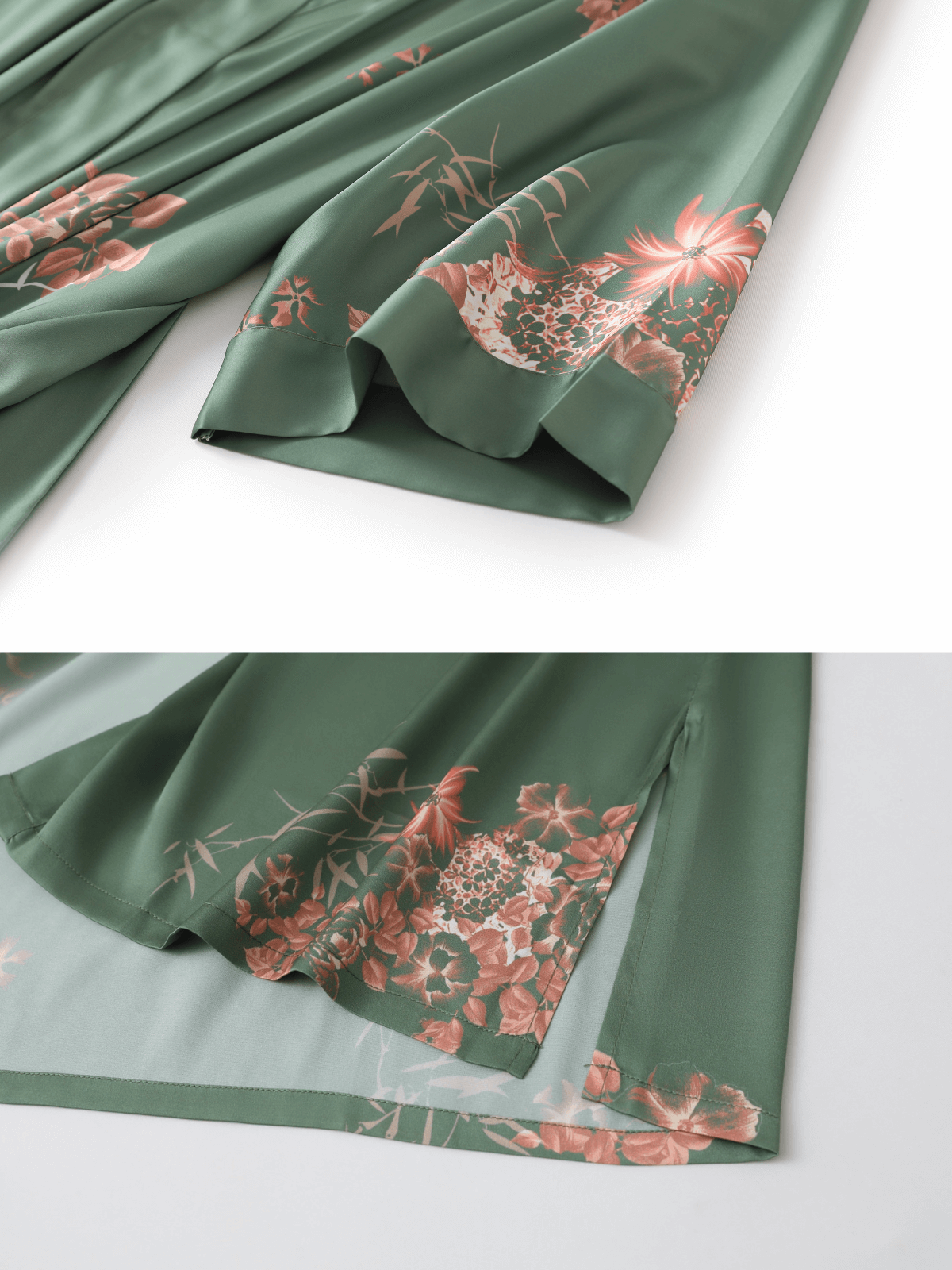 Bata kimono corta color oliva