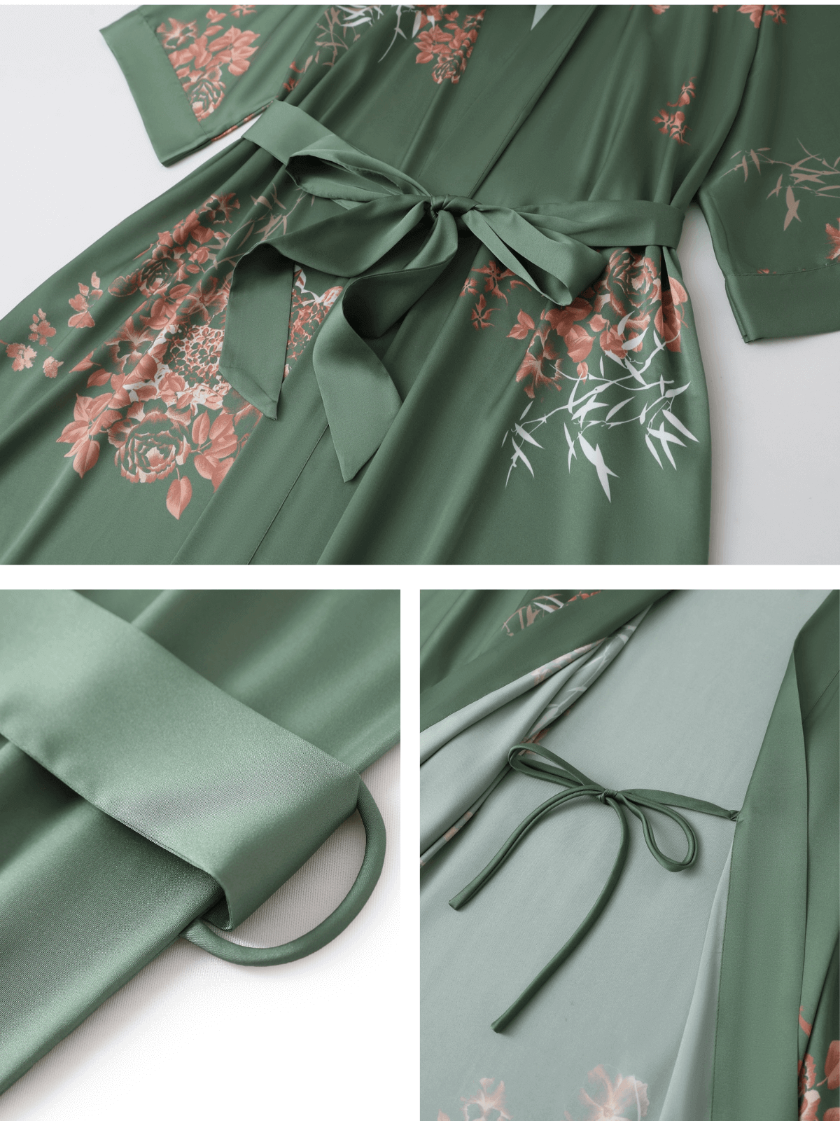 Bata kimono corta color oliva
