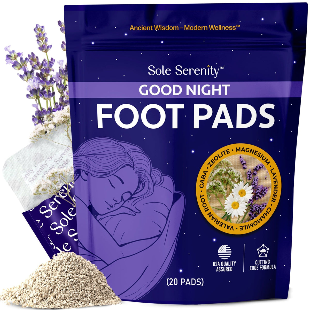 Sole Serenity 2-in-1 Detox Foot Pads - Zeolite, Ginger, Wormwood