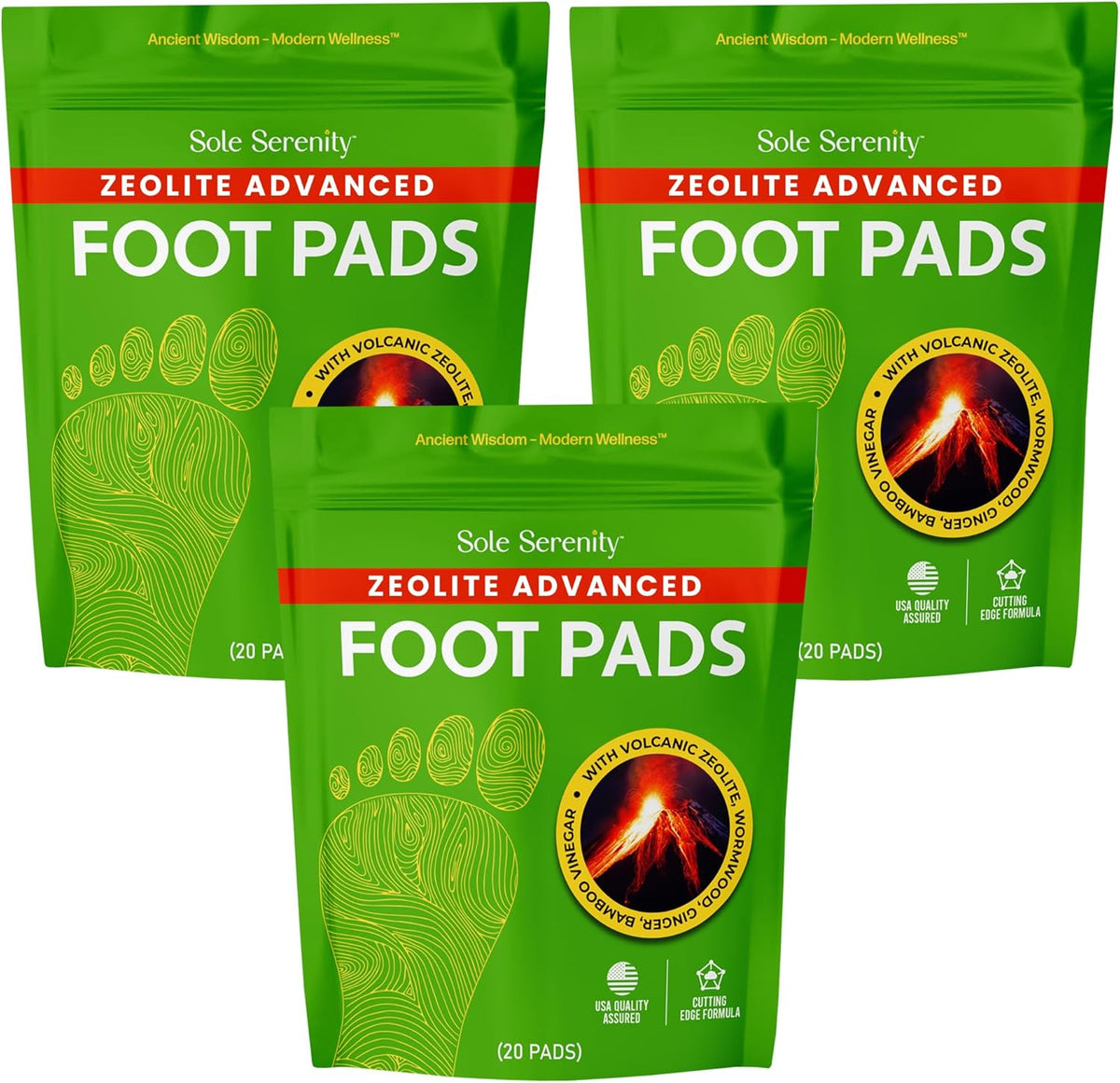 Sole Serenity 2-in-1 Detox Foot Pads - Zeolite, Ginger, Wormwood