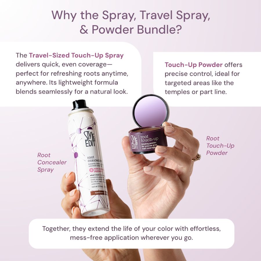 Root Concealer Spray and Powder Trio (Full & Travel Size Spray)