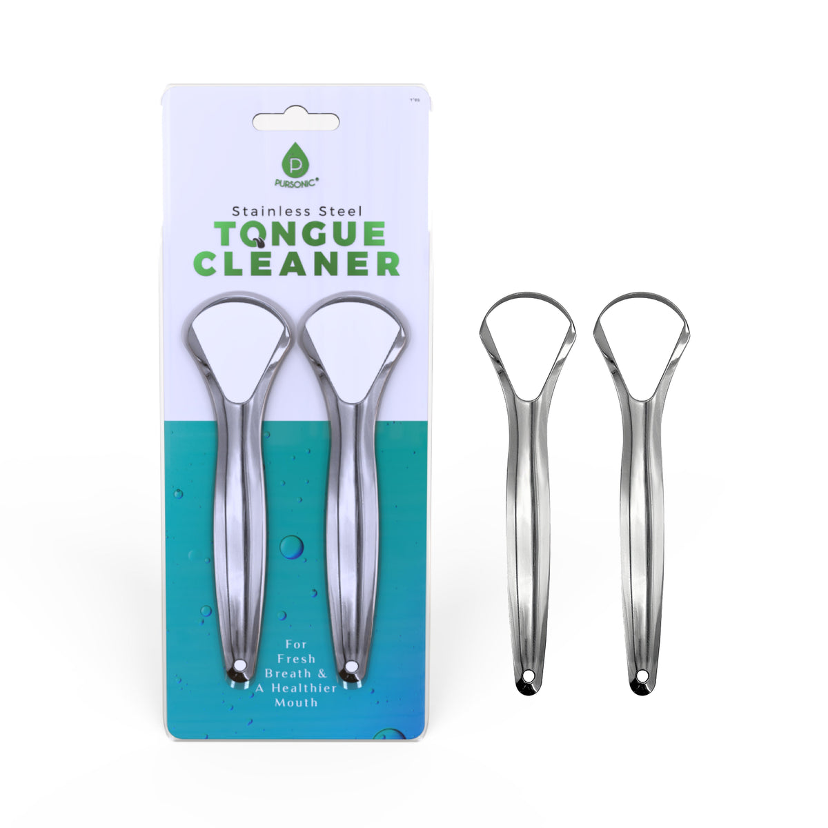 Limpiador de lengua de acero inoxidable (paquete de 2)