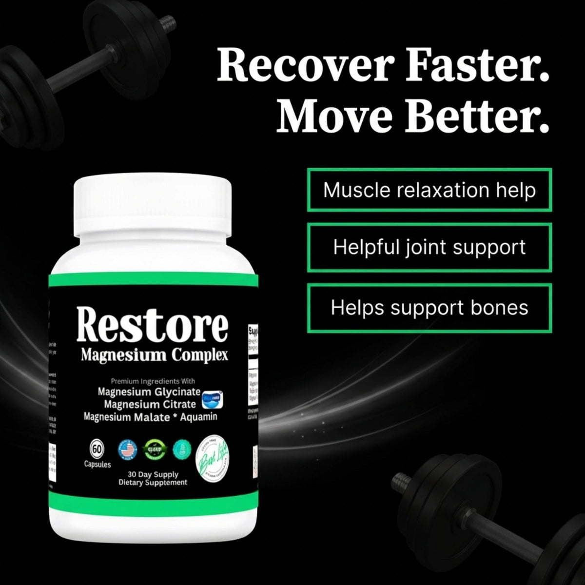 RESTORE Magnesium Complex, Glycinate, Citrate, Malate With Aquamin
