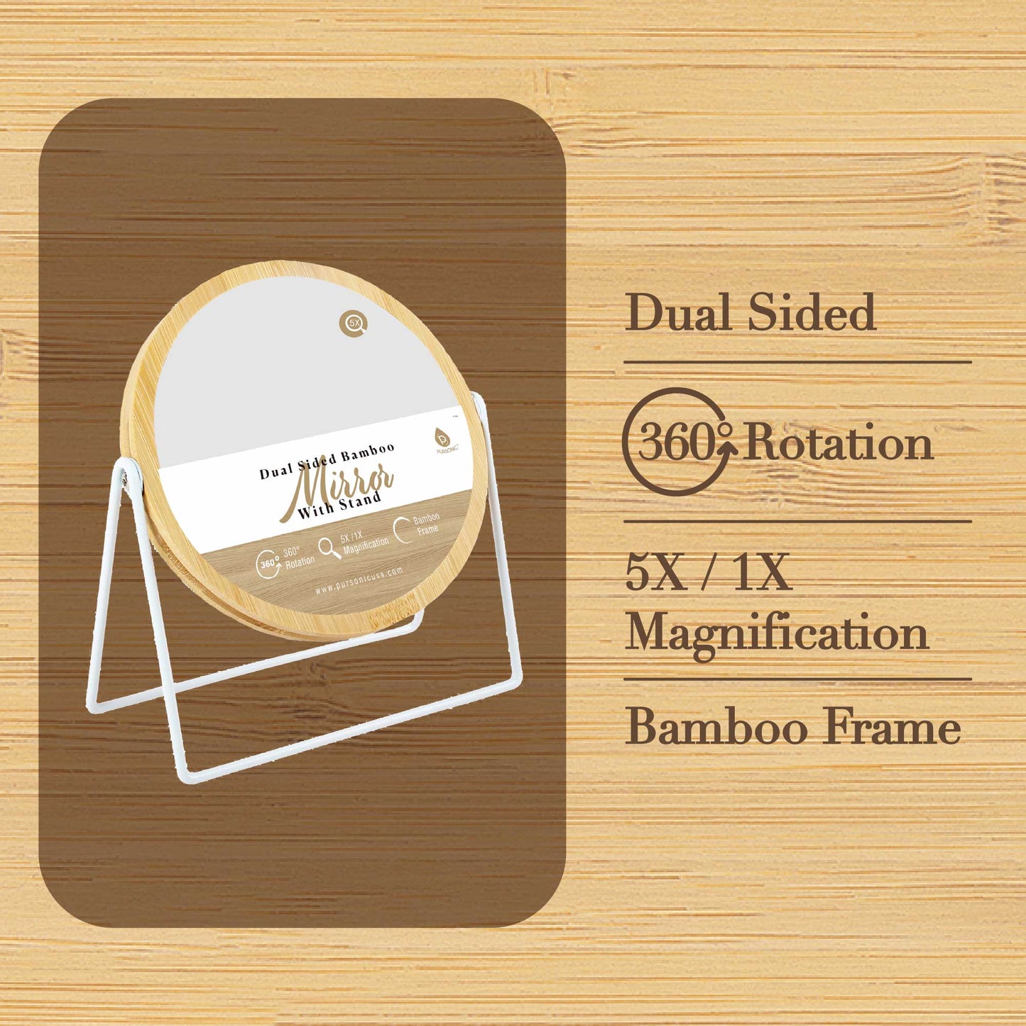 Dual-Side Mirror with Seamless 360° Rotation