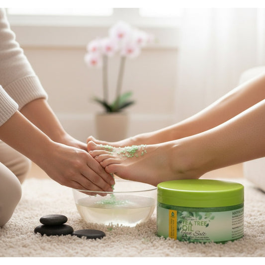 Sal para pies con aceite de árbol de té, 10 oz