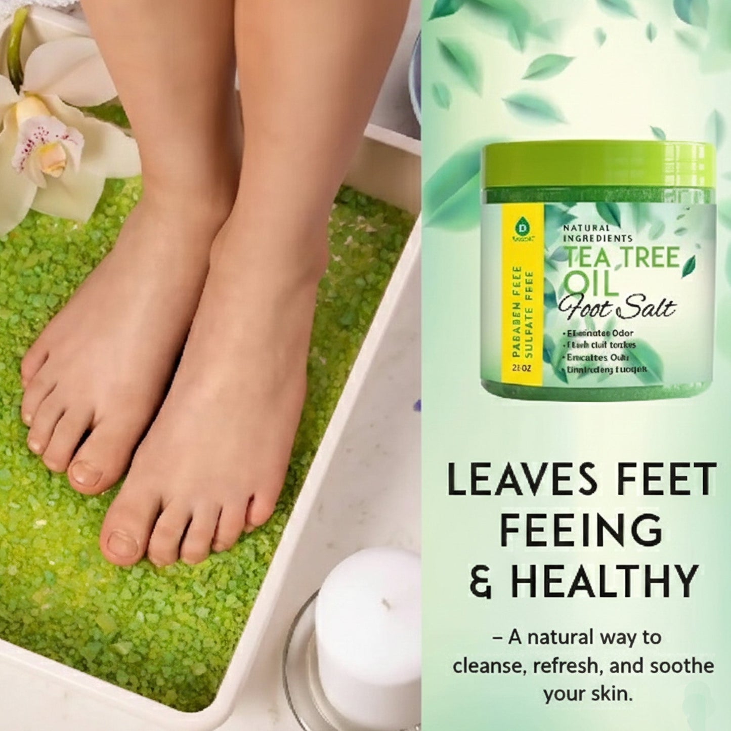 Sal para pies con aceite de árbol de té, 10 oz