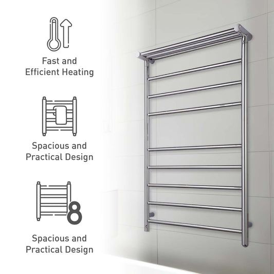 Pursonic Wall Mount Electric Towel Warmer with 8 Heated Bars Plus 3 Non-heated Bars