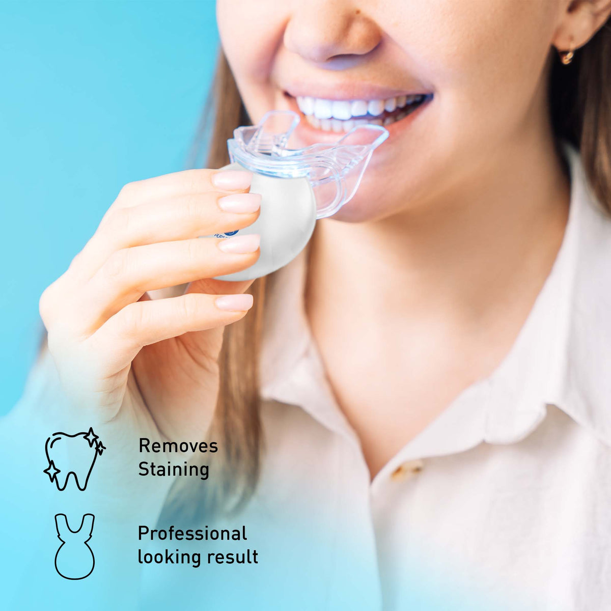 Solución blanqueadora dental LED Pursonic, tiras blanqueadoras y cepillo de dientes de carbón
