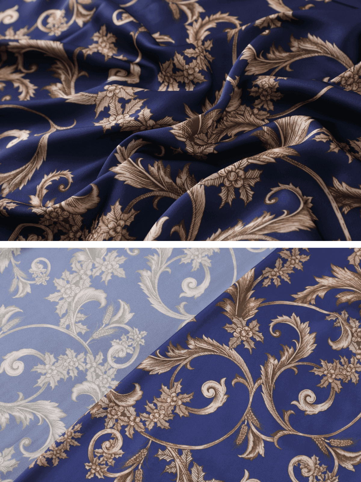 Bata kimono azul con borlas