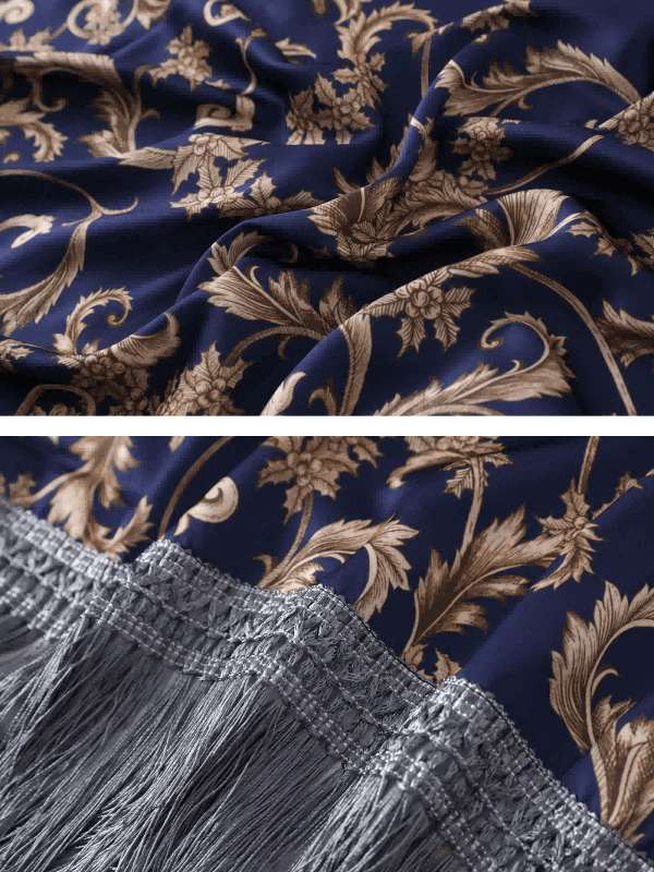 Bata kimono azul con borlas