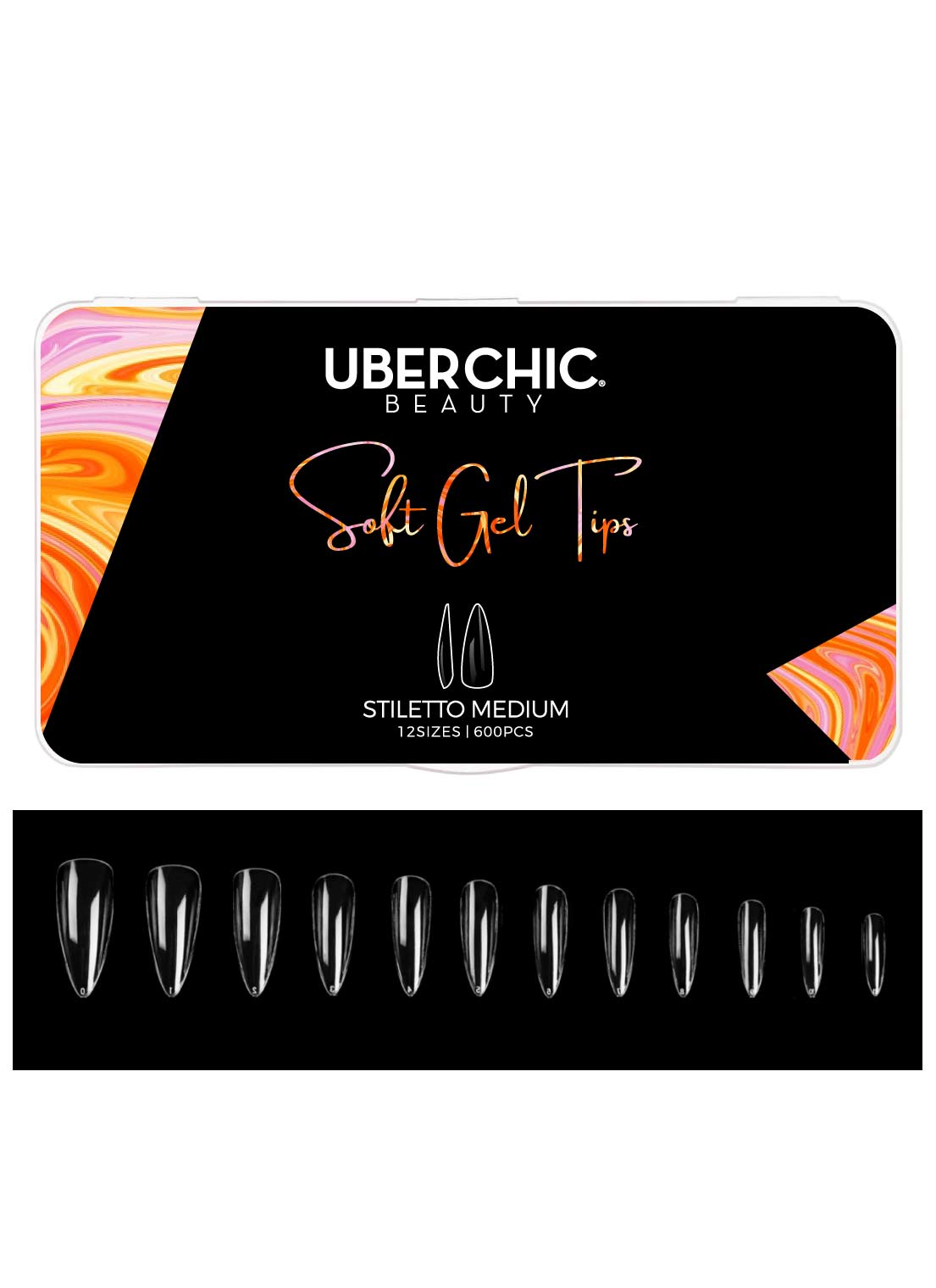 600 Soft Gel Tips: Stiletto - Medium