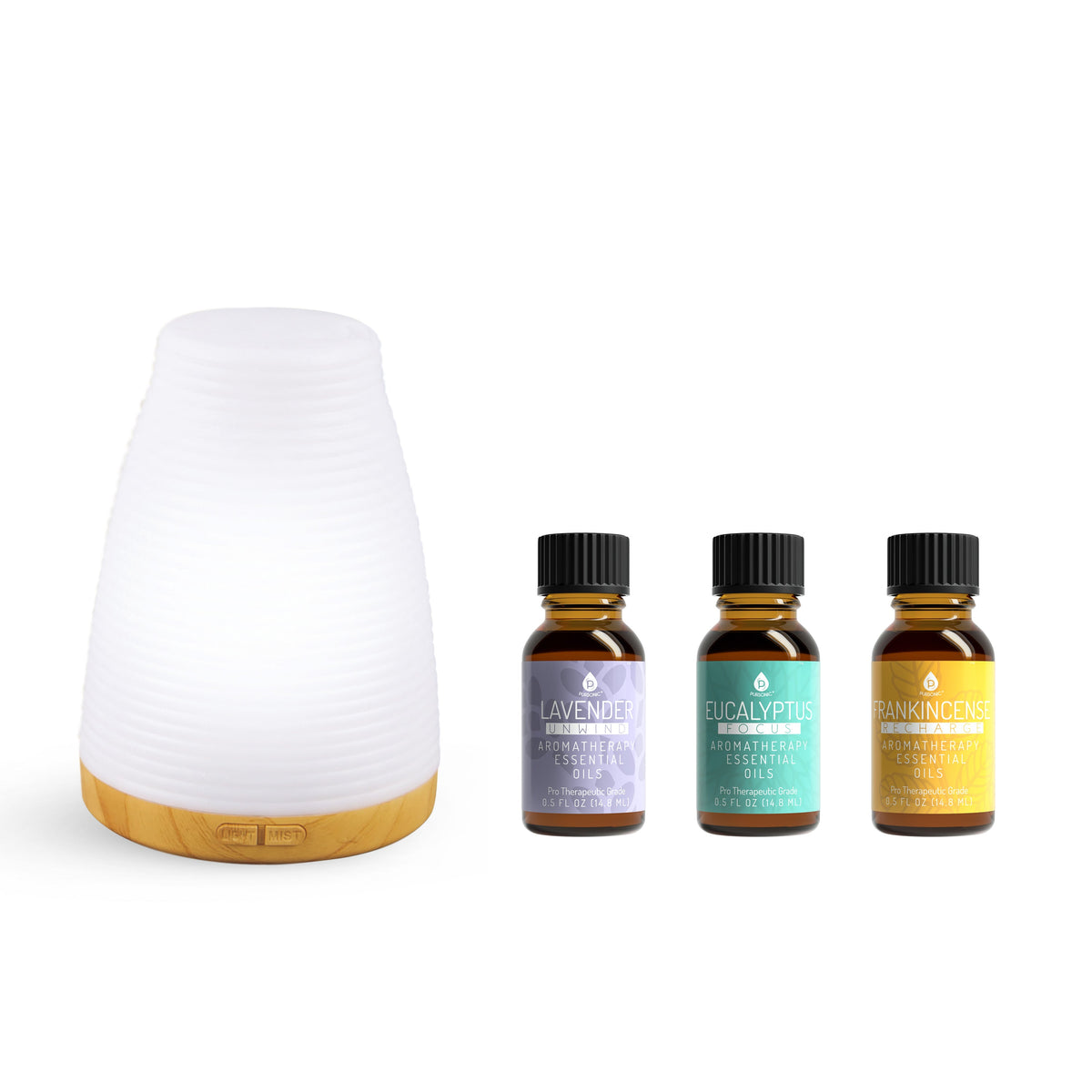Difusor USB Pursonic 2 en 1 para aromaterapia y aceites esenciales - Ultrasónico - 3 aceites principales - 300 ml con 2 configuraciones de niebla y 7 configuraciones de luz ambiental