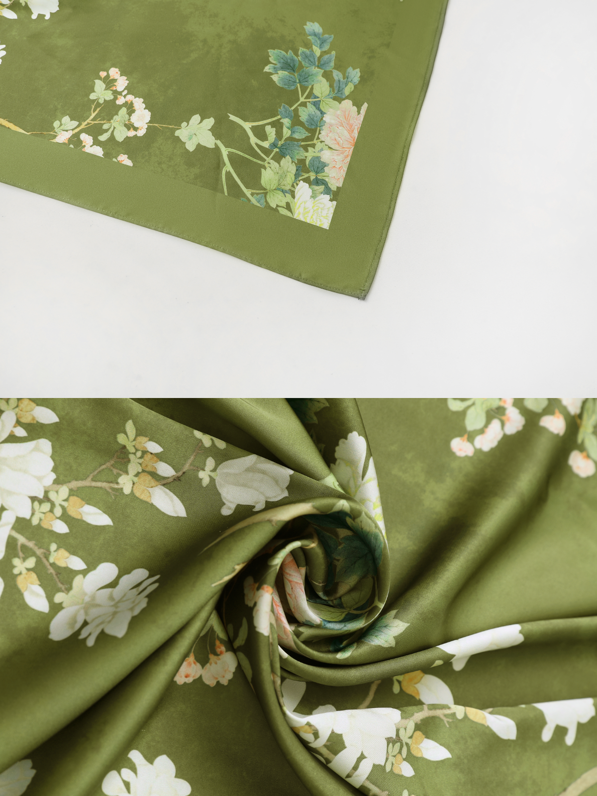 Bata kimono floral de oliva