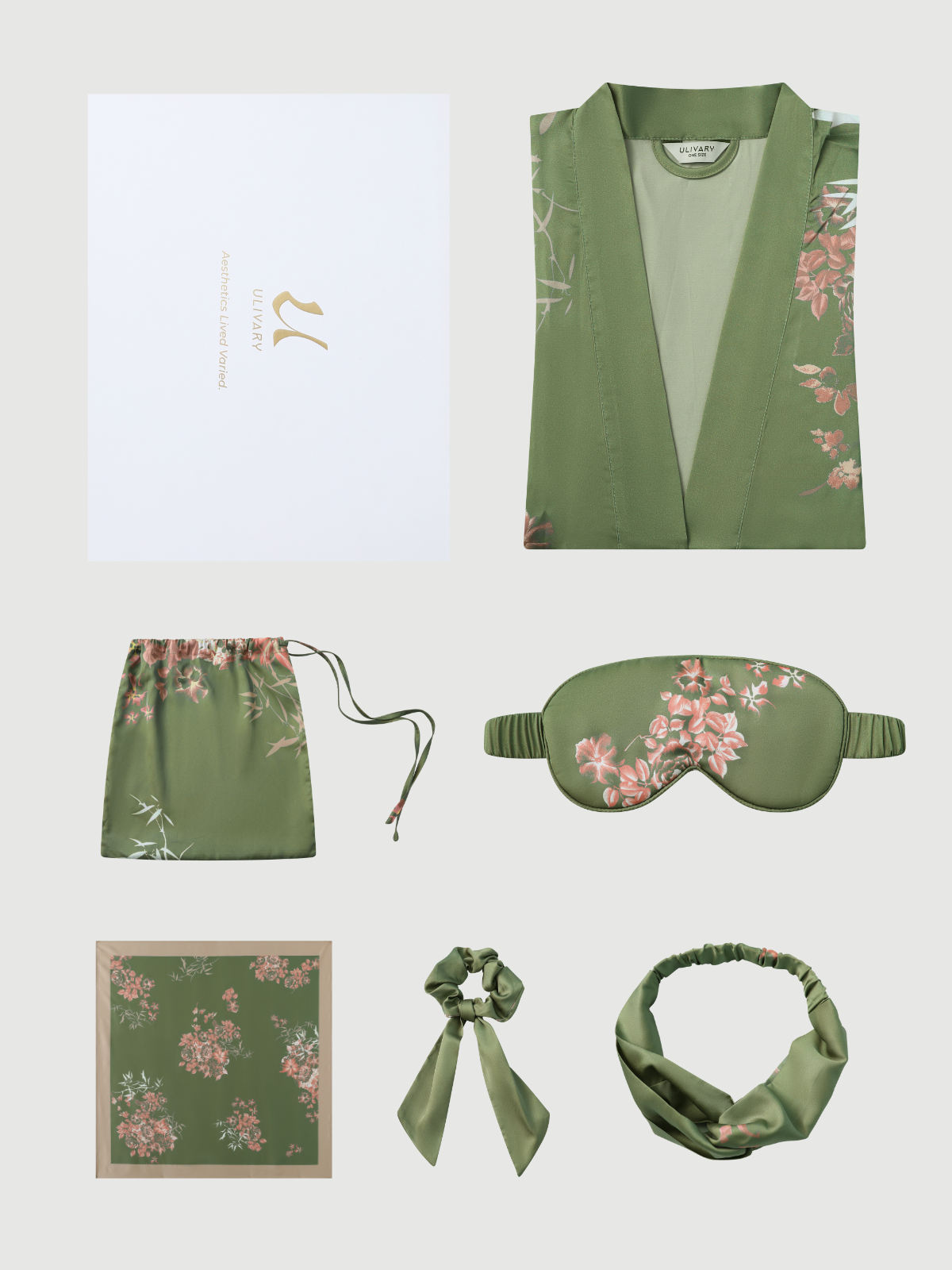Bata kimono corta color oliva