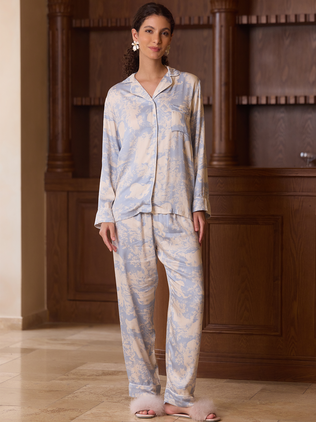 Blue Sky Print Pajama Set