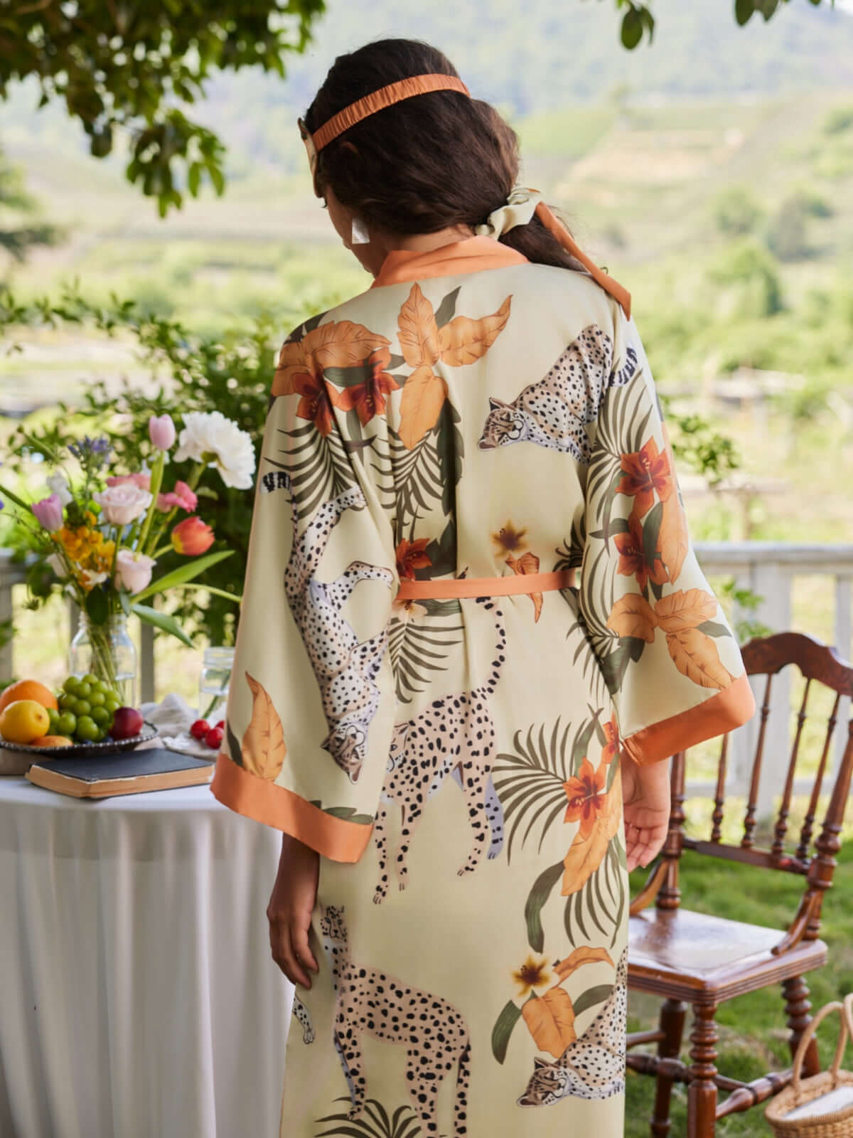 Orange Leopard Charmeuse Asian Inspired Sleep Mask