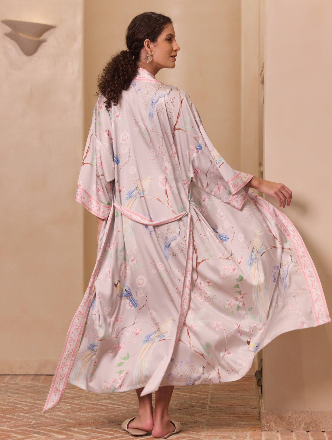 Purple Magpie & Plum Blossom Kimono Robe