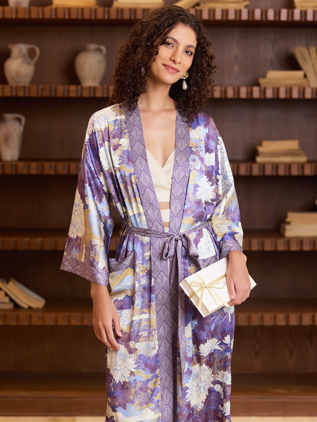 Purple Blossom Mountain Kimono Robe