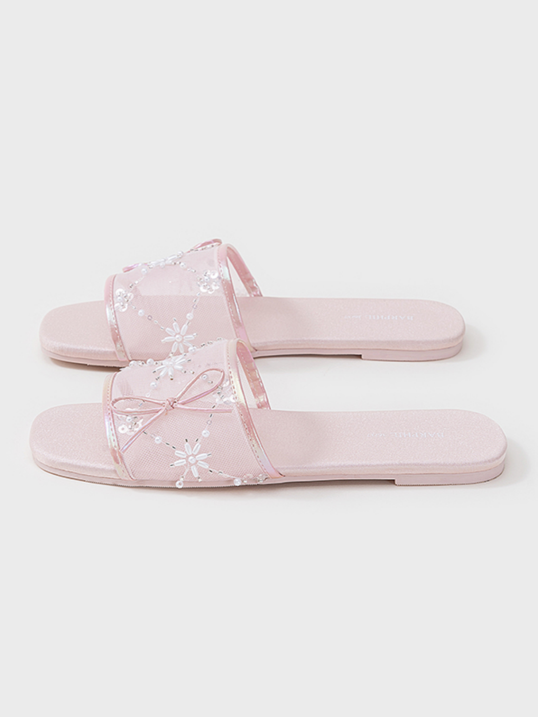 Embroidered Satin Bow House Slippers