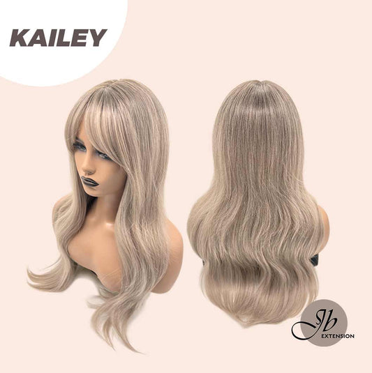 JBEXTENSION 25 Inches Curly Cold Blonde Wig With Bangs KAILEY