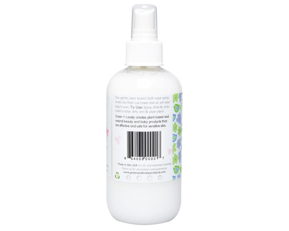 Toallita húmeda para pañales de tela con aroma orgánico a rosas - Infusión de agua de rosas - 8 oz.