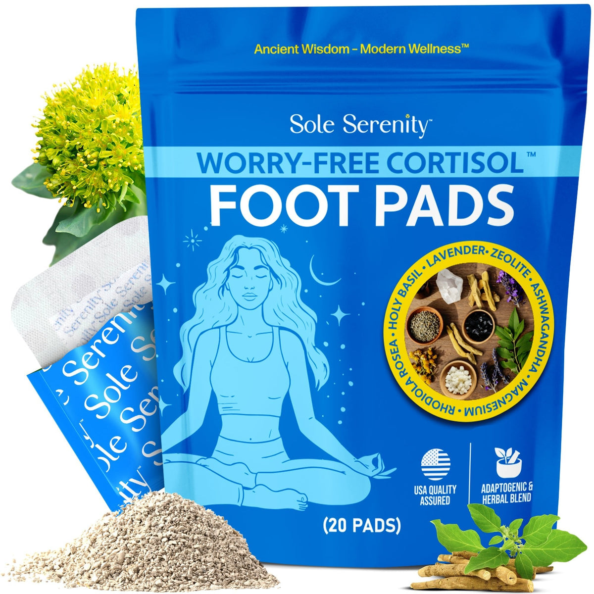 Sole Serenity 2-in-1 Detox Foot Pads - Zeolite, Ginger, Wormwood