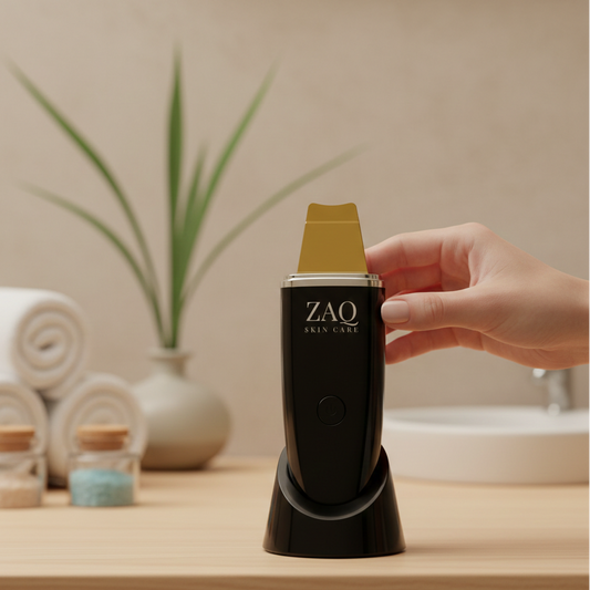 ZAQ CLNS 24K Gold Ultrasonic Skin Scrub Spatula with Built-In Mist Spray