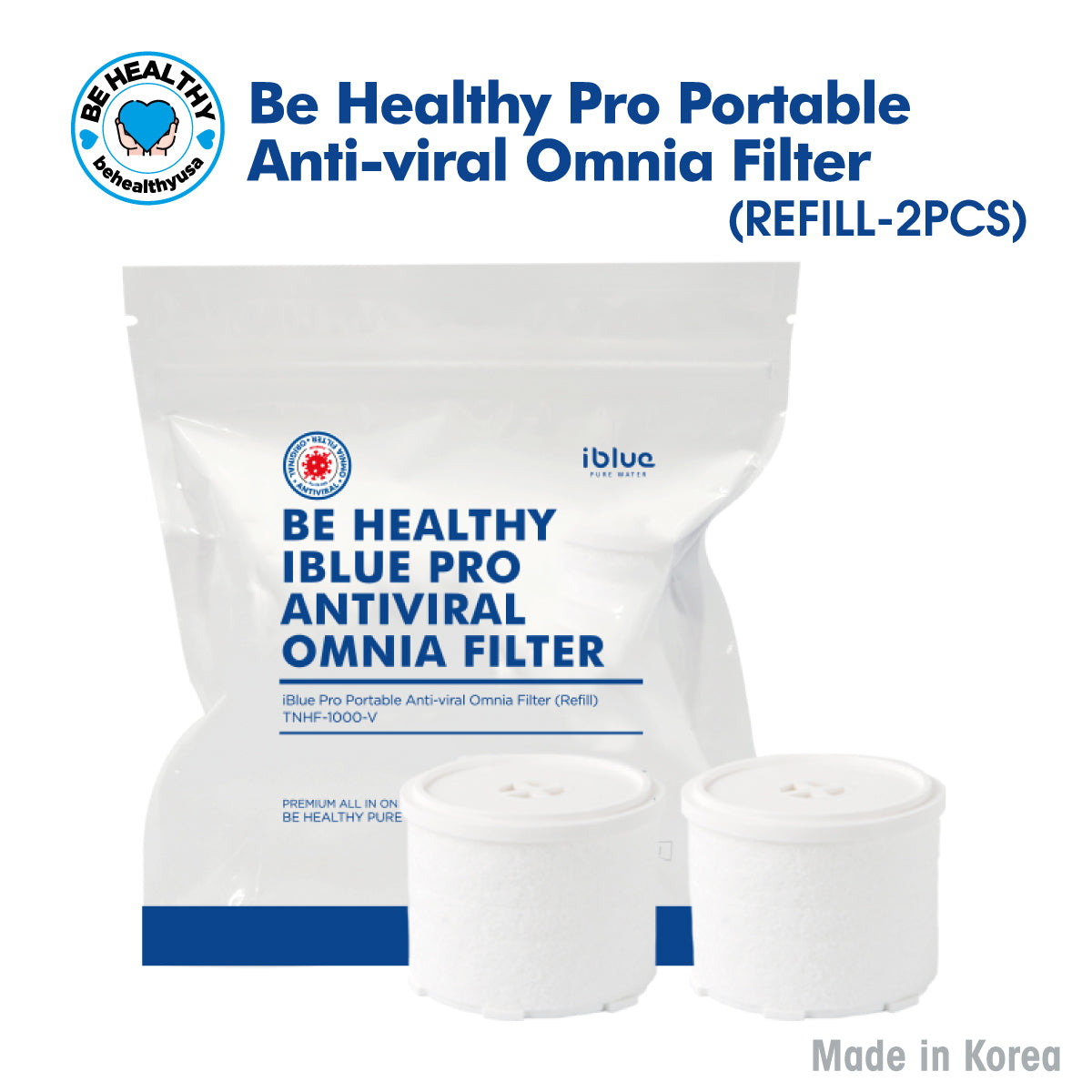 Filtro de repuesto antiviral portátil Omnia Be Healthy iBlue Pro (2 unidades)