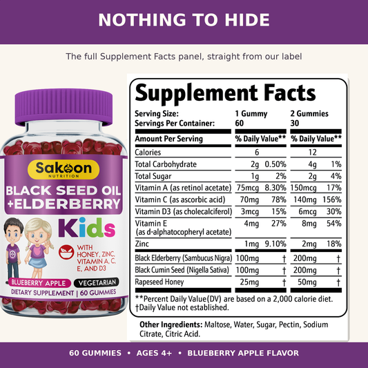 Kids Black Seed + Elderberry Gummies
