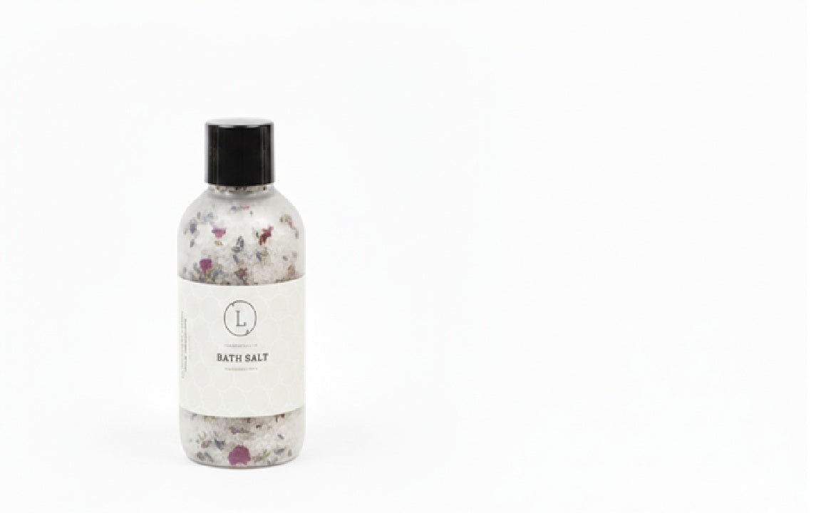 Luxurious Natural Bath Salts Discovery Set - 4 Botanical Glass Bottles