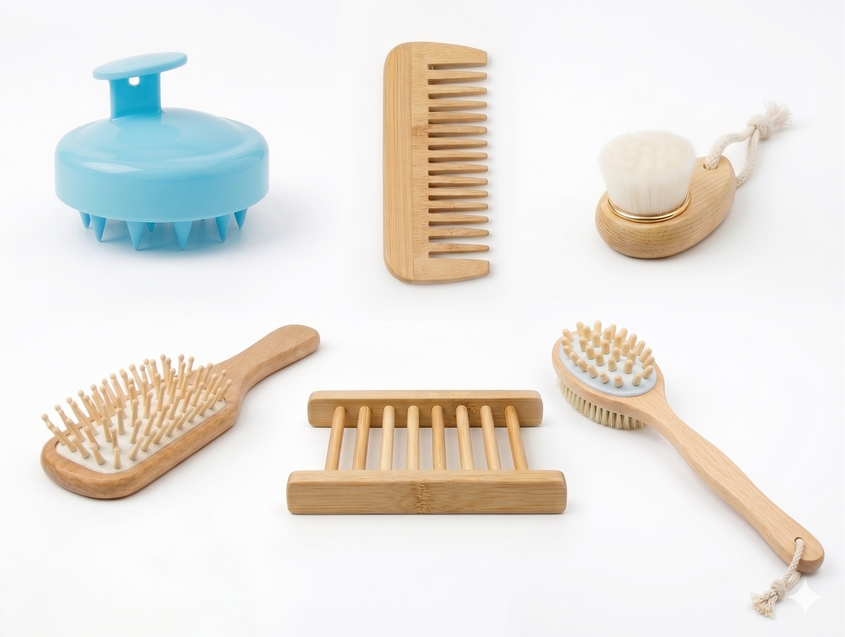 Set de artículos esenciales para el baño. Paquete de 6.