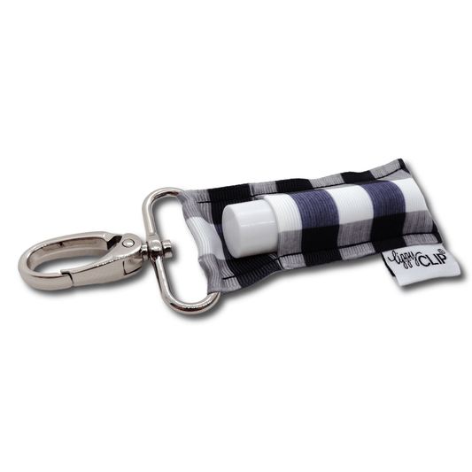 Black and White Plaid LippyClip® Lip Balm Holder | Daily Health & Beauty