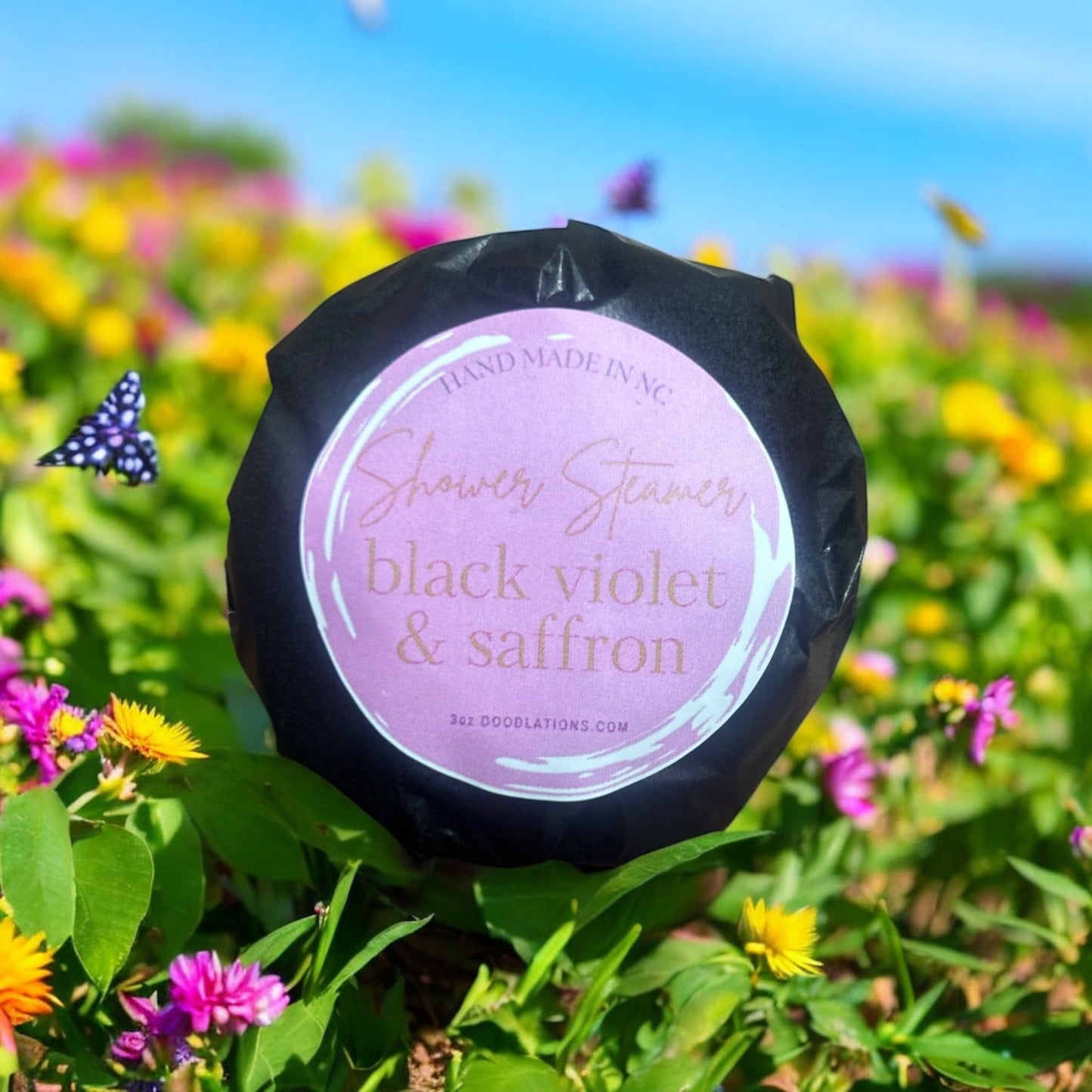 Black Violet & Saffron Shower Steamer (3oz) | Daily Health & Beauty