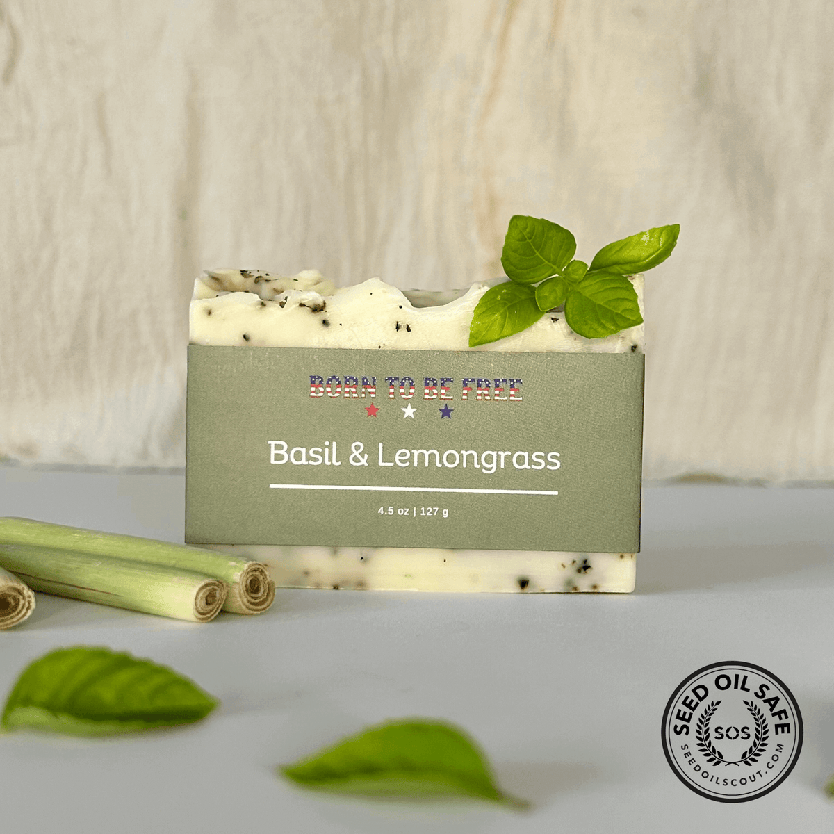 Basil & Lemongrass Tallow Soap Bar