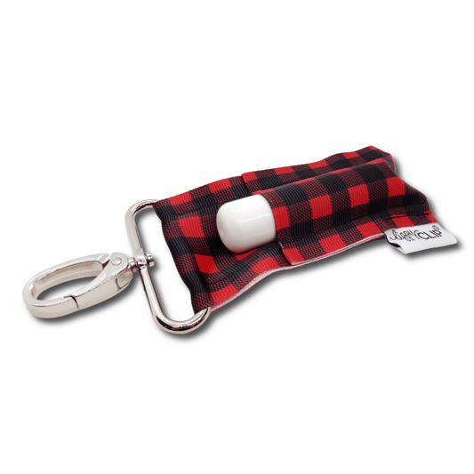 Buffalo Plaid LippyClip KISS for larger lip balms, essential oil rollers, etc. | Daily Health & Beauty