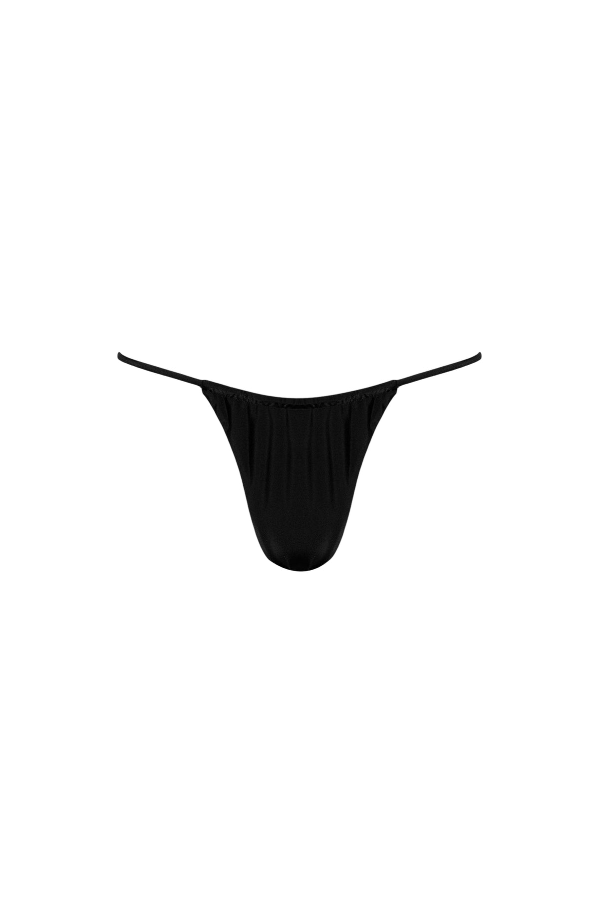 Capri Ruched String Bikini Bottom – Black
