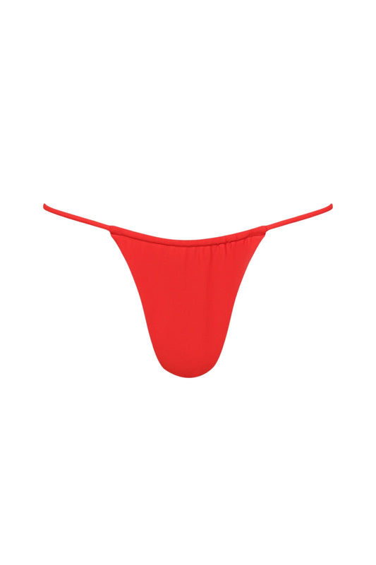 Capri Ruched String Bikini Bottom Red