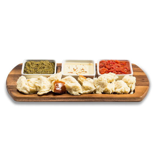 Charcuterie Serving Tray 3 square ceramic bowls