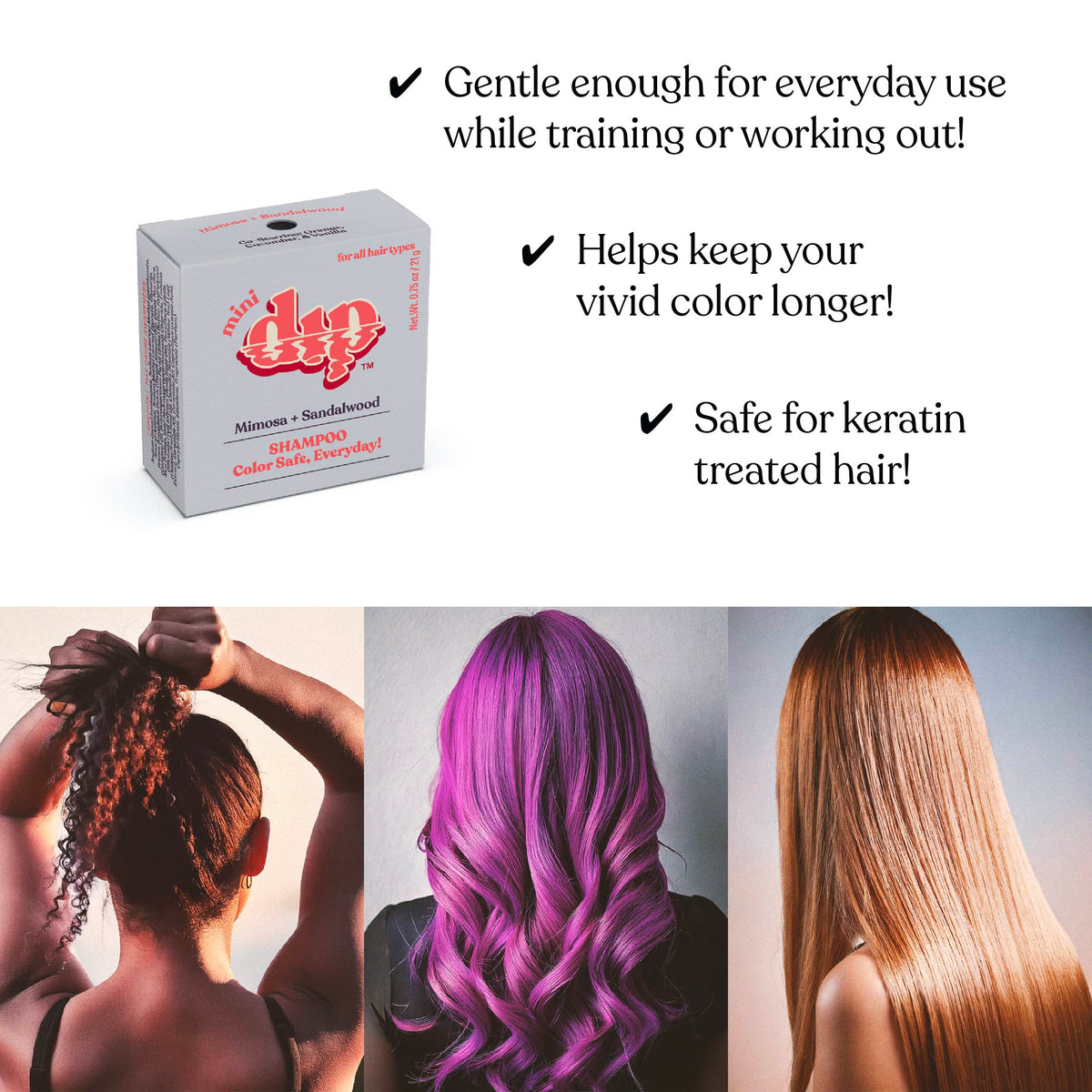 Mini Dip Champú Color Safe para Uso Diario - Mimosa y Sándalo