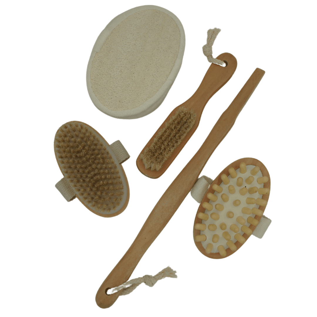 Disfrute del mejor set de ducha y spa: cepillo seco, cepillo de piedra, esponja vegetal