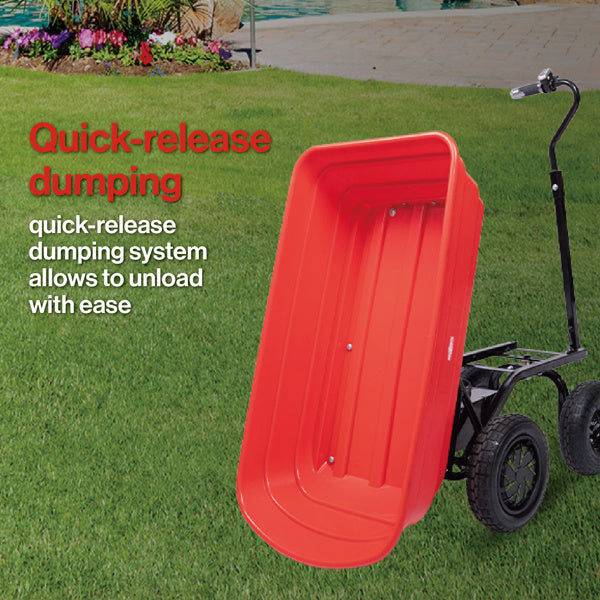 wheelbarrow electric Hassle-free assemble: this utility cart's durable steel frame is easy to Assemble while the sturdy poly tub is easy to clean and rust-resistant electric garden cart