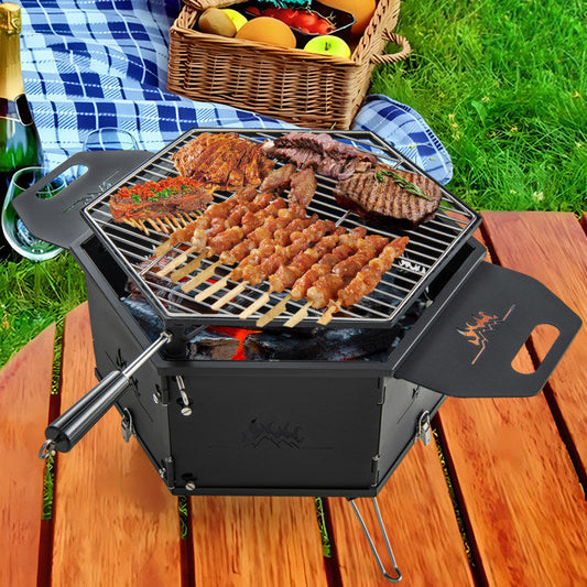 Portable Charcoal Grill Stove – Foldable Hibachi Cooker with Handle