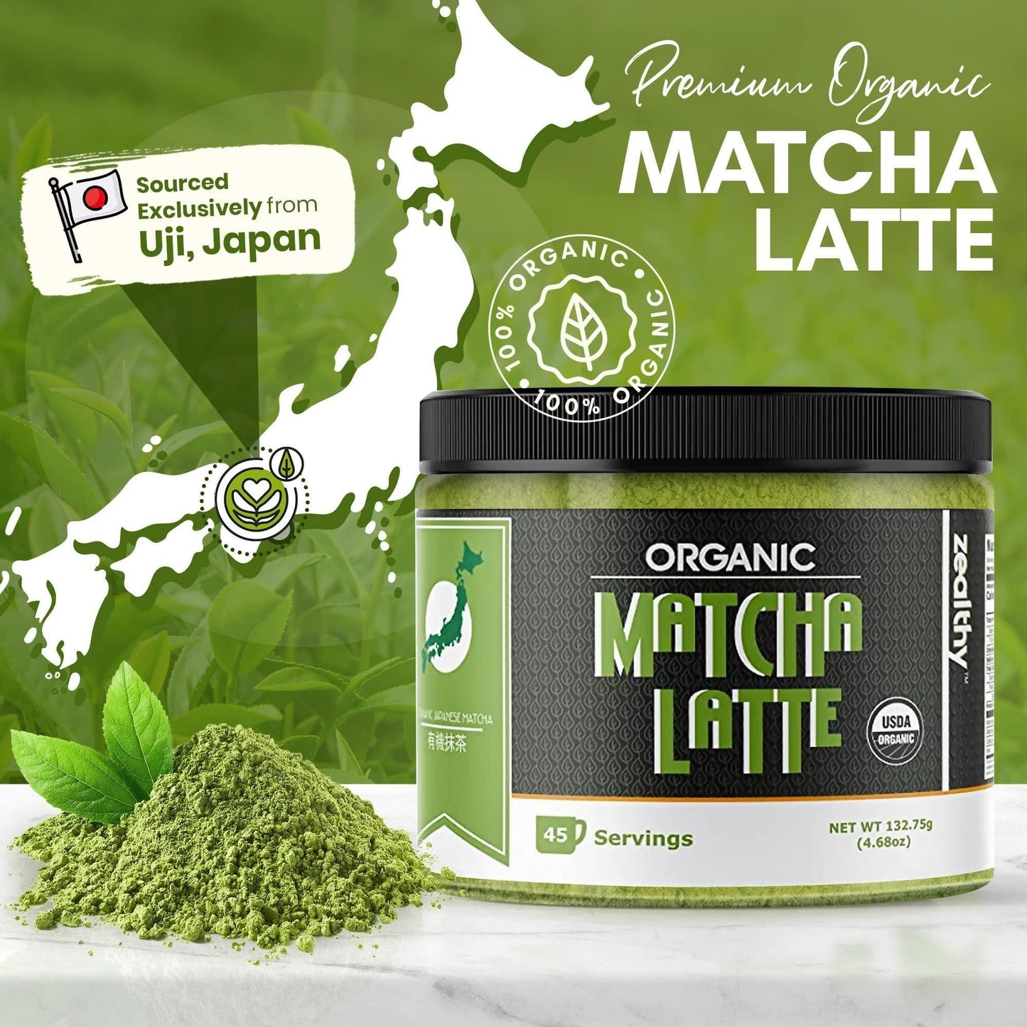 Organic Matcha Latte Pure Japanese Tea Blend