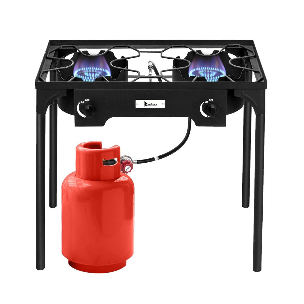 Double Burner High-Pressure Propane Camp Stove – 150,000 BTU Cast Iron