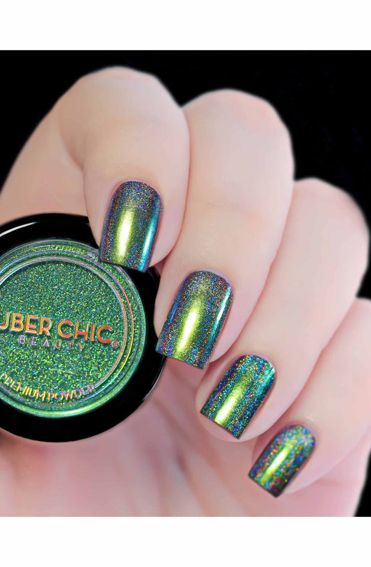 Chameleon Holographic Nail Powder: Emerald Isle