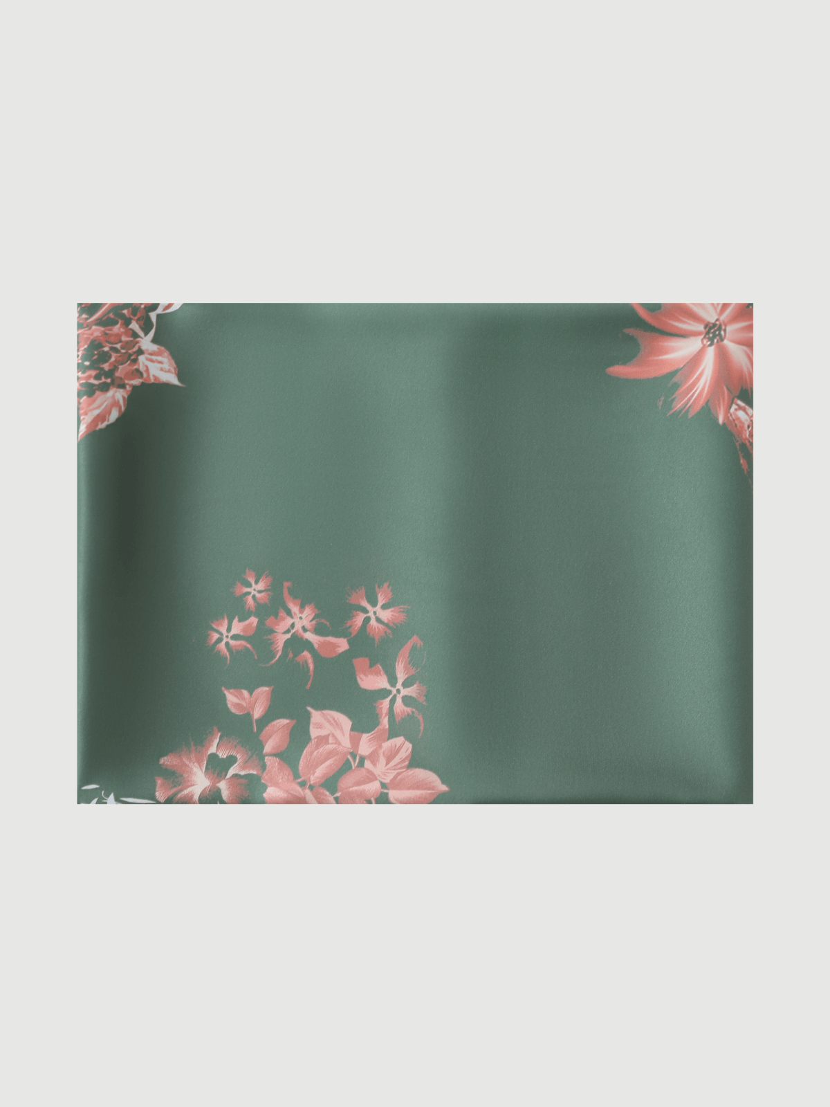 Pañuelo cuadrado con estampado floral de charmeuse verde
