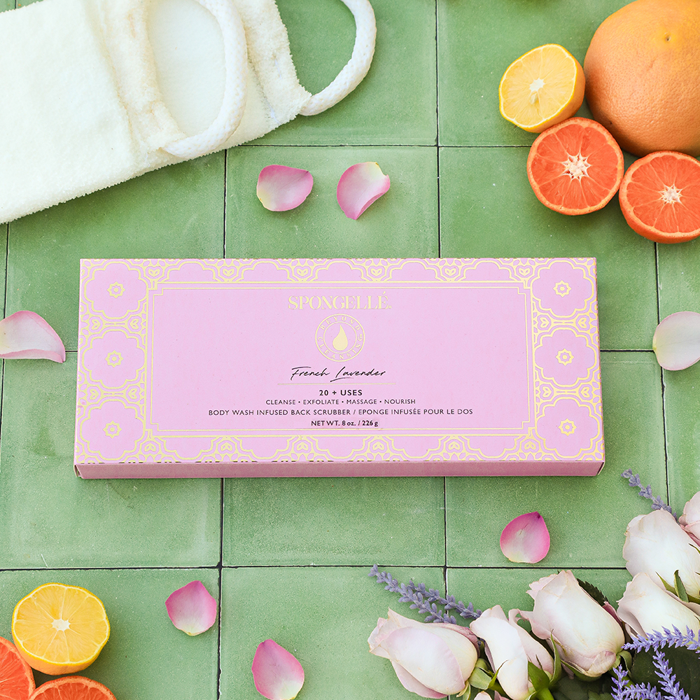 Pulidor de espalda con infusión de gel de baño de lavanda francesa