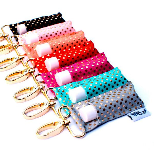 Gold Dots on Lavender LippyClip® Lip Balm Holder | Daily Health & Beauty